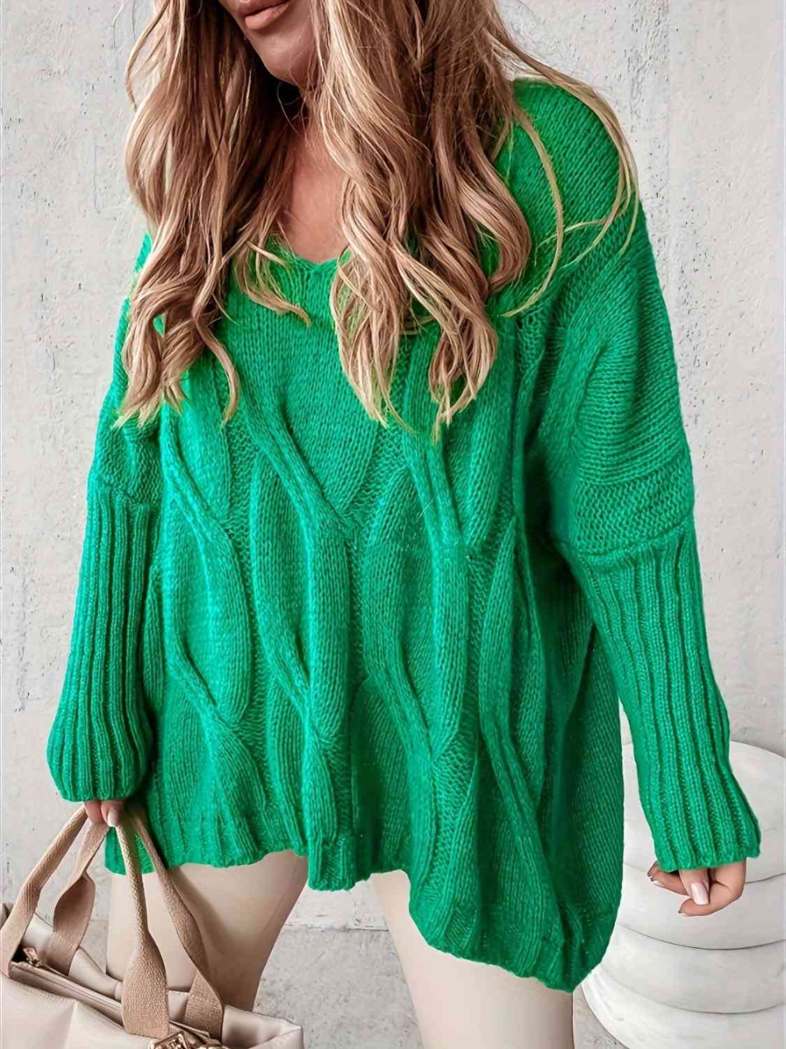 Plus Size Cabble Knit Long Sleeve Sweater