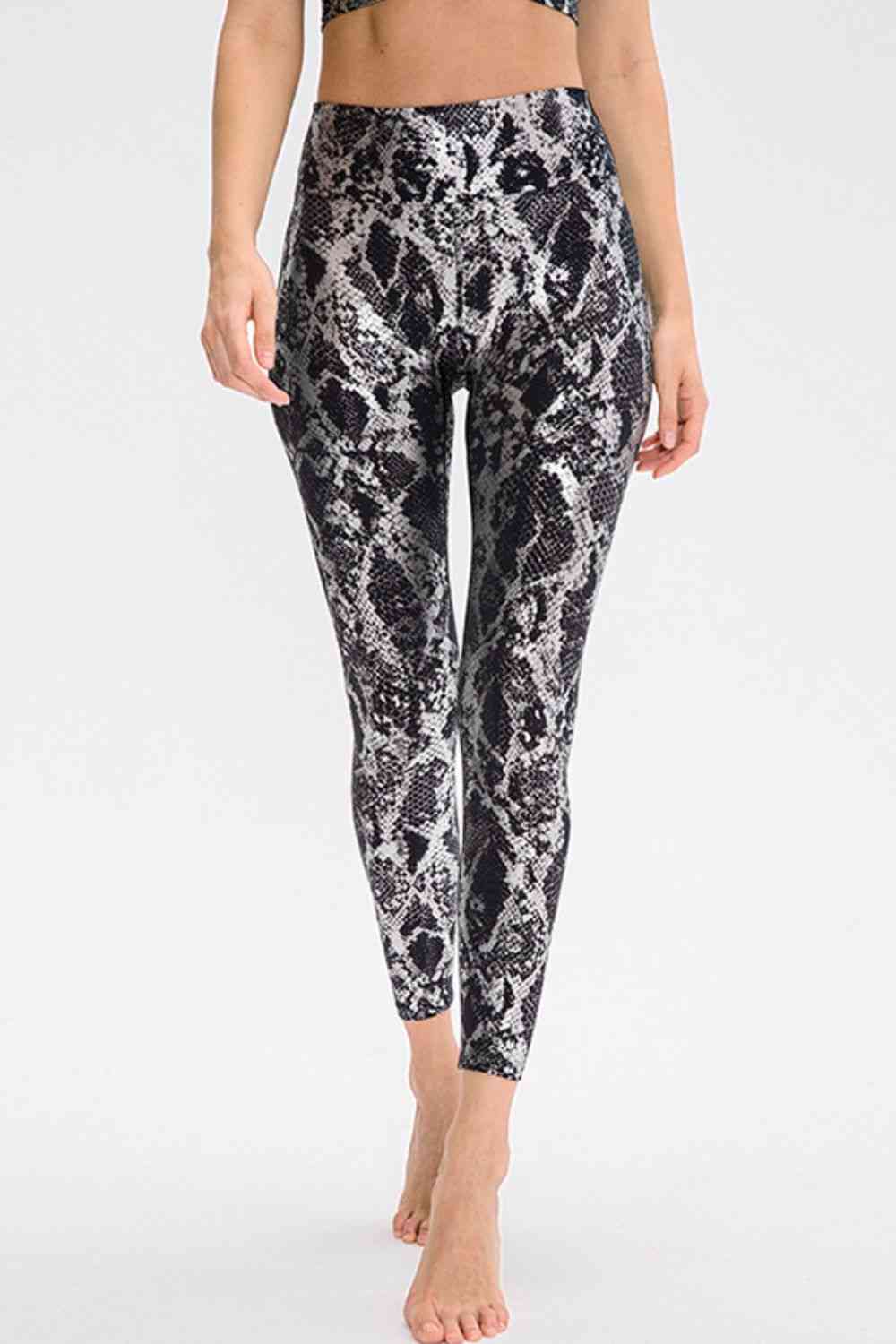 Animal Print Slim Fit Wide Waistband Long Sports Pants