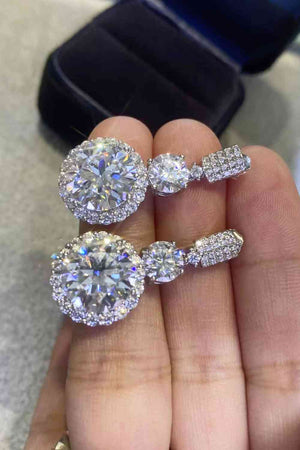 12 Carat Moissanite Platinum-Plated Drop Earrings