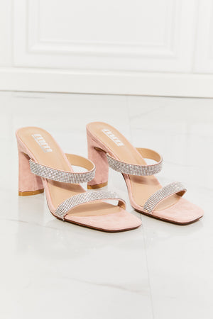 MMShoes Leave A Little Sparkle Rhinestone Block Heel Sandal in Pink Shoes