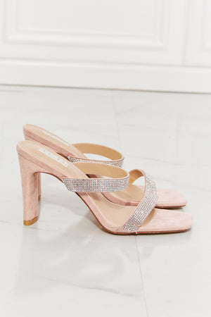 MMShoes Leave A Little Sparkle Rhinestone Block Heel Sandal in Pink Shoes