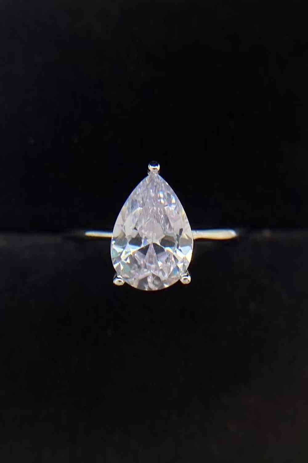 Classic Teardrop 2 Carat Moissanite Ring