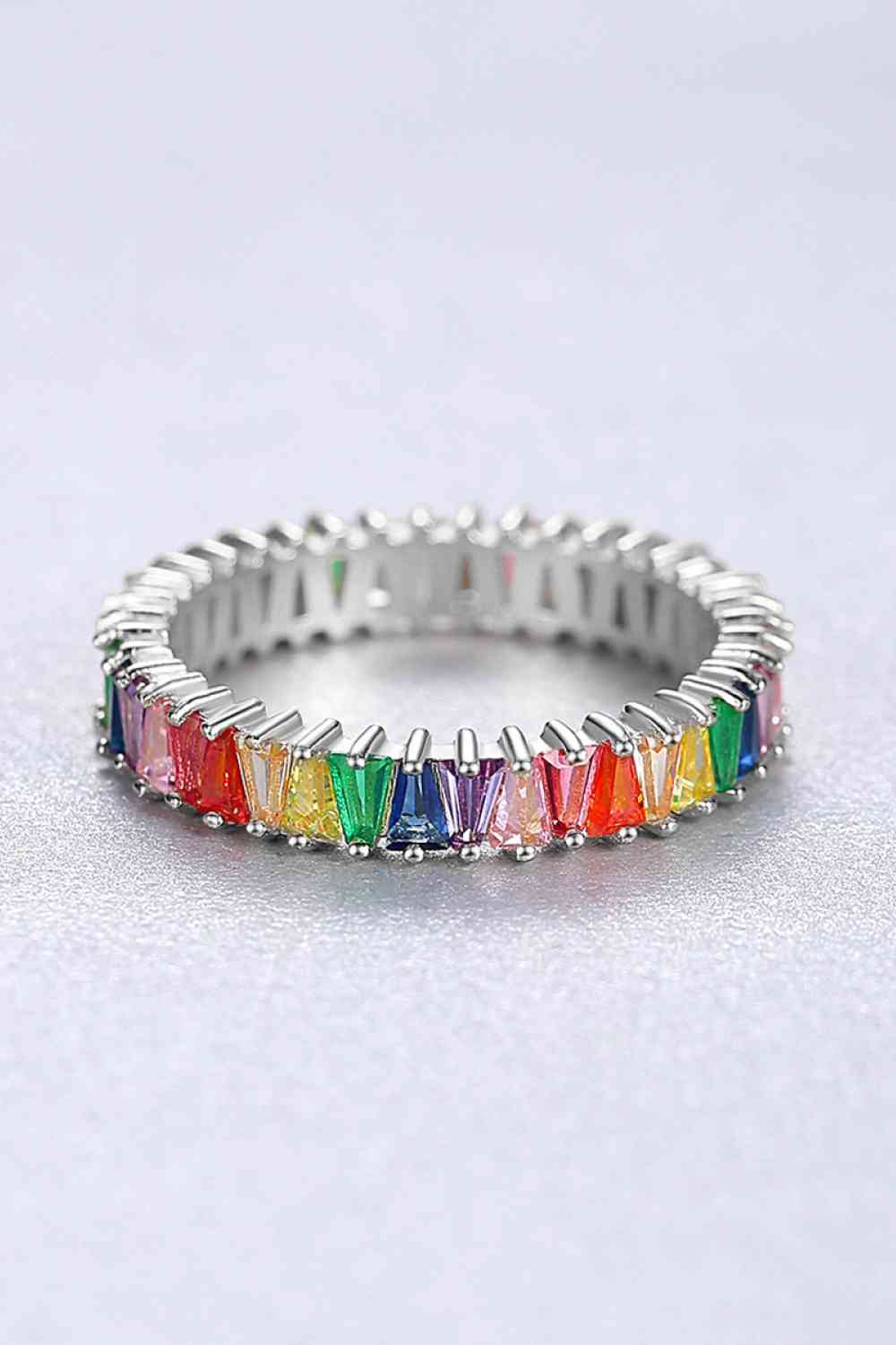 Multicolored Cubic Zirconia 925 Sterling Silver Ring