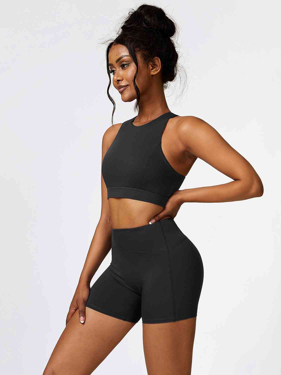 Cutout Cropped Sport Tank and Shorts Set