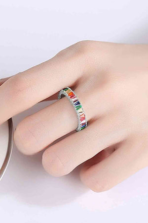 Multicolored Cubic Zirconia 925 Sterling Silver Ring