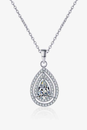 1 Carat Moissanite Teardrop Pendant Necklace