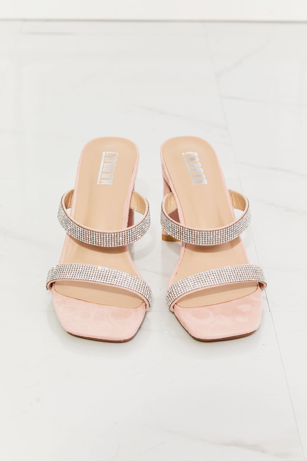 MMShoes Leave A Little Sparkle Rhinestone Block Heel Sandal in Pink Shoes