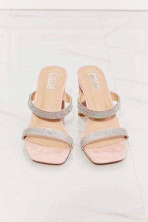 MMShoes Leave A Little Sparkle Rhinestone Block Heel Sandal in Pink Shoes