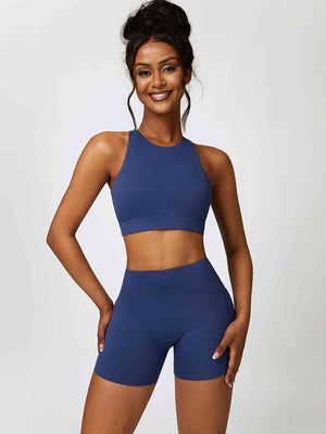 Cutout Cropped Sport Tank and Shorts Set